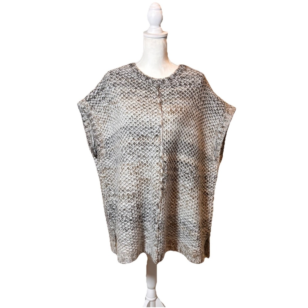 Pure Jill XL Marled Knit Sweater  Wool Blend Short Sleeve‎ Tunic Cozy Neutral
